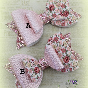 Floral hair bow/Girls floral bow/Pink bowheadband/Spring girls hair bow/Pink floral bow/Baby girl hair bow/Toddler girl hair bow/Spring bow image 3