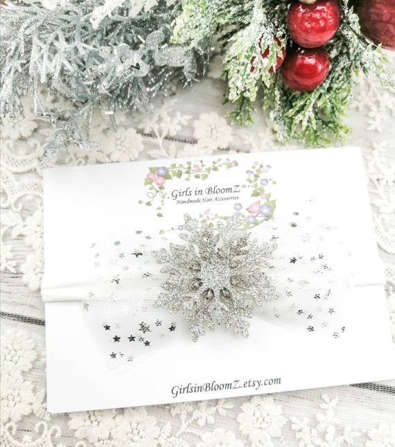 Newborn Christmas Headband: Baby Snowflake Photo Prop
