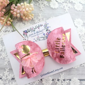 Pink Velvet Ballerina Hair Bow: Girls Hair Clip