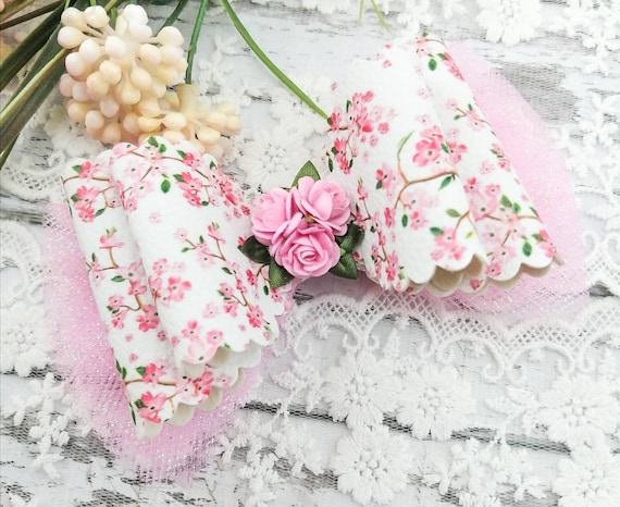 d*7様 Apolina Print Hair Bow Calico Pink Floral Faux Leather Hair Bow: Pink Rose Girl's Accessory - Etsy Canada