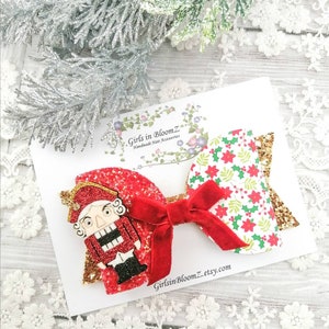 Weihnachtshaarschleife/Nussknacker Haarschleife/Glitzer Haarschleife/Rote Mädchen Haarschleife/Weihnachts Haarschleife/Baby Glitzer Schleife