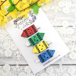 Crayon Hair Clips: Back to School Set of 4