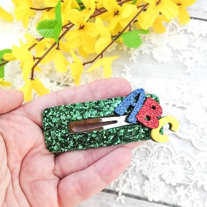 Back to school large glitter snap clip-ABC hair clip-School hair clip-Girls/Ladies Hair Accessory