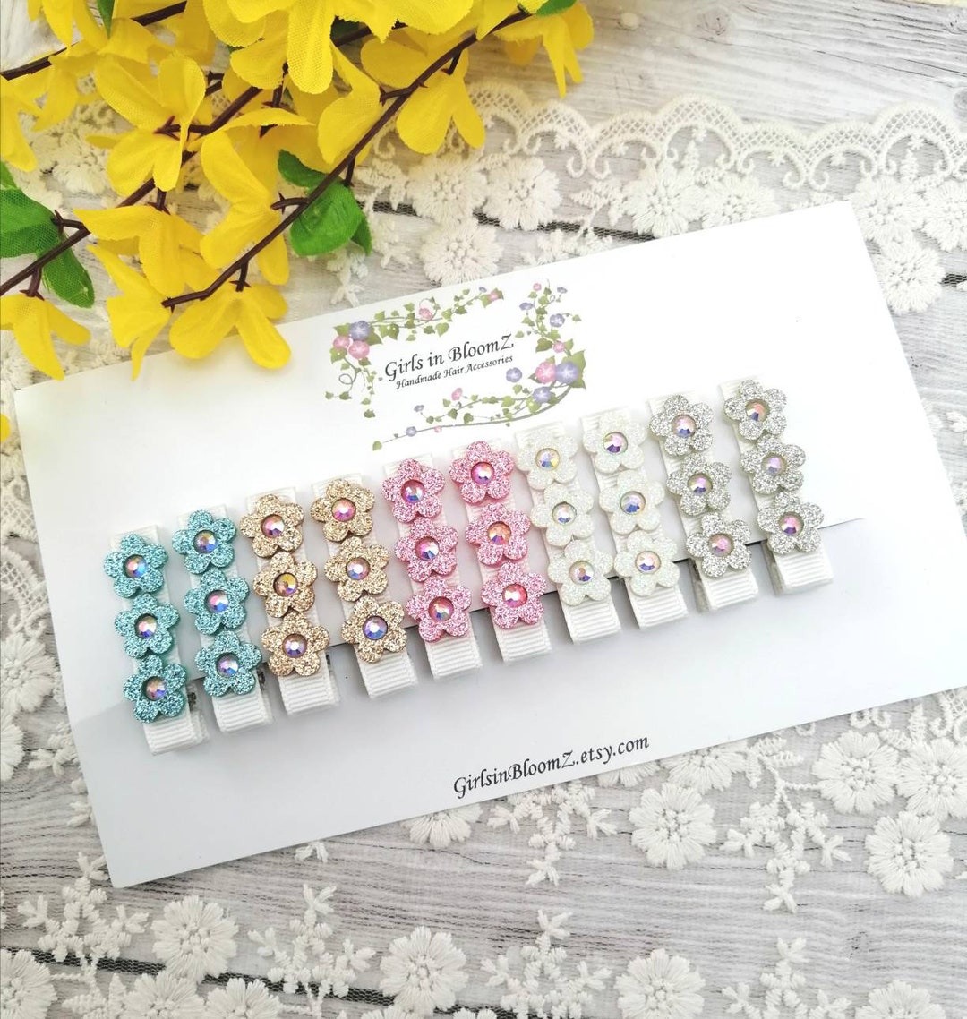 Flower Hair Clips/girl's Small Hair Clips/spring Hair Clips/glitter
