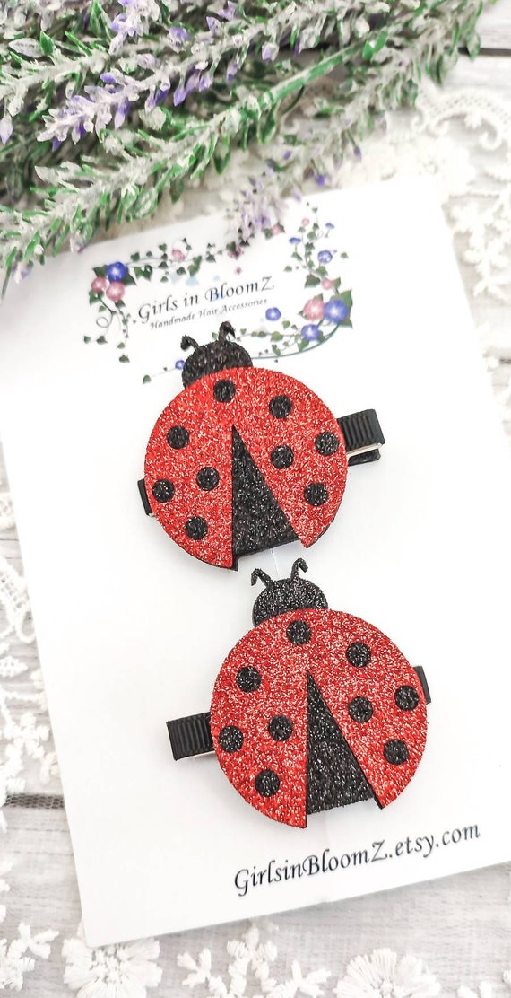 Handmade Ladybug Hair Clip: Glitter Bug Hair Accessory - Etsy display picture 3