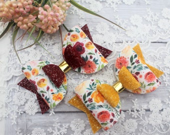 Fiocco per capelli floreale autunnale: fiocco autunnale glitterato, molletta a coccodrillo o fascia per capelli