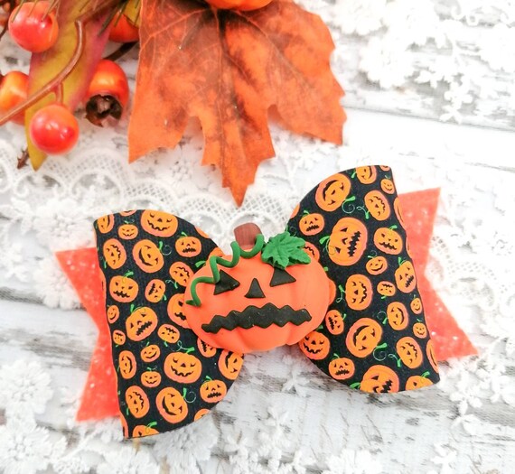 IKOLA Halloween-Haarschleifen Mit Kürbis-Motiv – Süße Accessoires Für Mädchen Und Frauen
