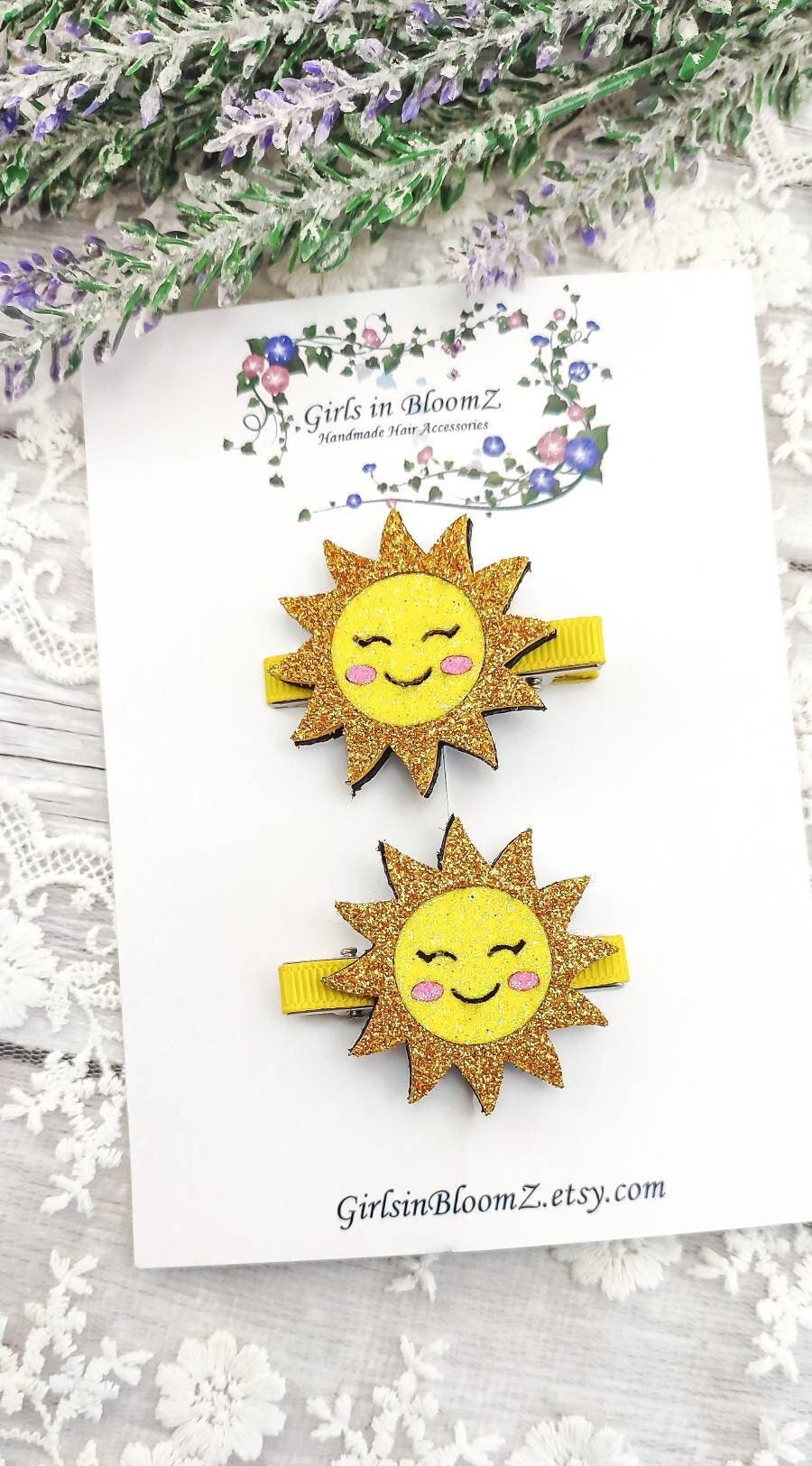 Handmade Sun Hair Clips: Summer Girl Hair Accessories