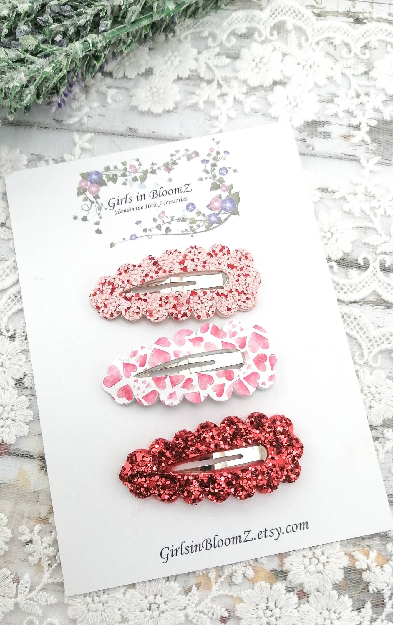 WHAVEL Herz-Haarspangen 2er Set – Süße Glitzer-Herzchen Mit Pailletten Für Valentinstag & Festtage