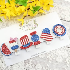 Handmade 4th of July Hair Clips: Patriotic Toddler Fringe Clips