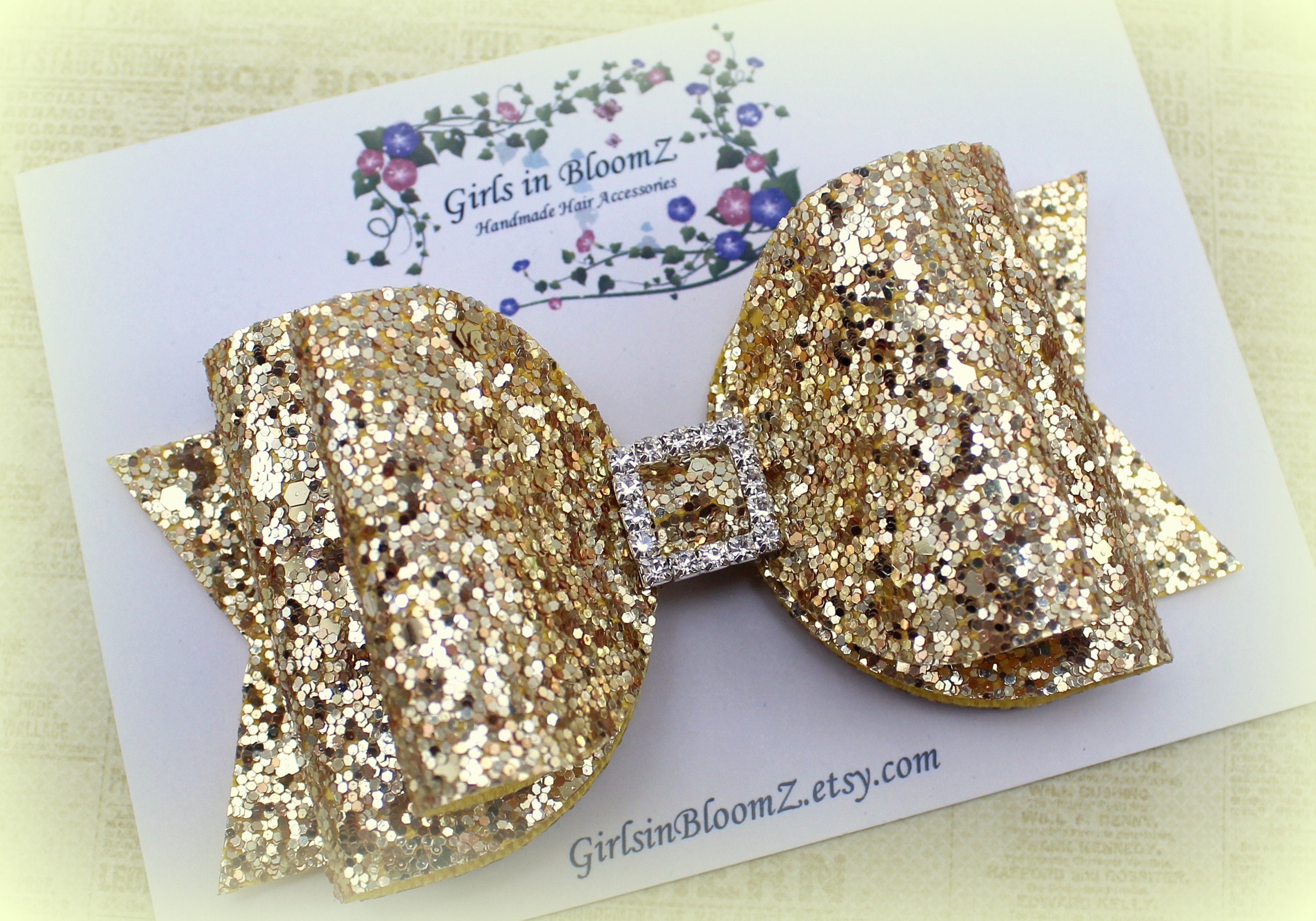 Gold Hair Bow/girls Gold Hair Bow/gold Glitter Hair Bow/gold Etsy