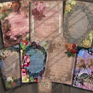 Printable "Floral Hymns" Cards 2.5" x 3.5" & 3.5" x 5" of ea. Junk Journals, Scrapbooking, Card Making, Folios, ATC/ACEO, ALL vintage crafts