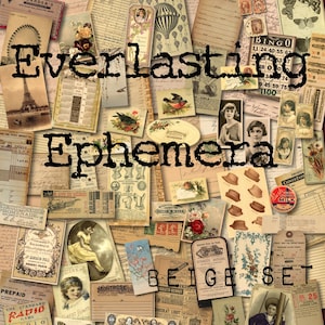 Druckbare digitale "Everlasting Ephemera" Tags, Eisenbahn&Reisetickets, Etiketten, Anzeigen, französische Seite, Handelskarten, Vögel, Blumen, 4Junk Journals