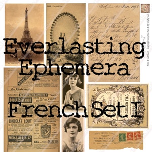 Printable Digital "French Ephemera" Junk Journals, Scrapbooking, MultiMedia, with French Parfum Lables, Ads, Eiffel Tower Other PostcardsETC