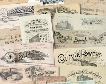 Digital Printable Vintage Invoices, Receipts, etc, COMMERCIAL USE OK.. Junk Journals, Scrapbooking, Card Making, Paper Crafts, Multi-Media