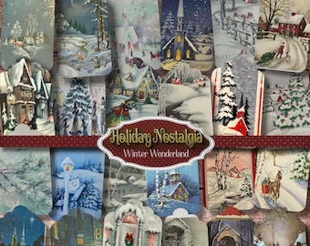 Étiquettes de Noël vintage imprimables « Winter Wonderland » pour le journal indésirable, le scrapbooking, le shabby chic, le multimédia, les cadeaux de Noël et l’artisanat