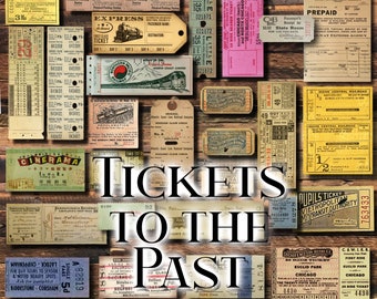 Digital Printable Vintage Tickets for Trains/Railroads, The Theatre, & More. For Junk Journals, Scrapbooking, Multi-Media, Card Making, etc.