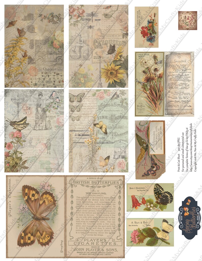 Spring Butterflies Printable Journal Kit and ATC Cards for Journals ...