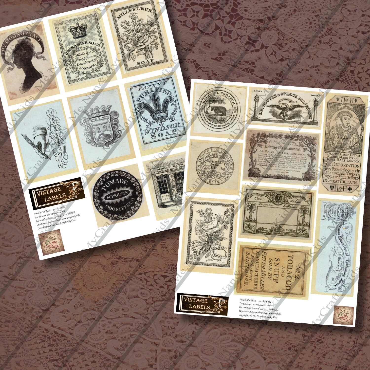 Printable Vintage Labels for Scrapbooking, Junk Journals, Atcs ...
