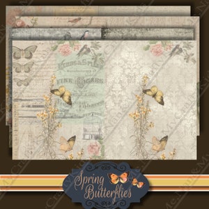 Spring Butterflies Printable Journal Kit and ATC cards for journals Scrapbooking, ATC trades, Aceo, Card Making, Folios, All Vintage Crafts