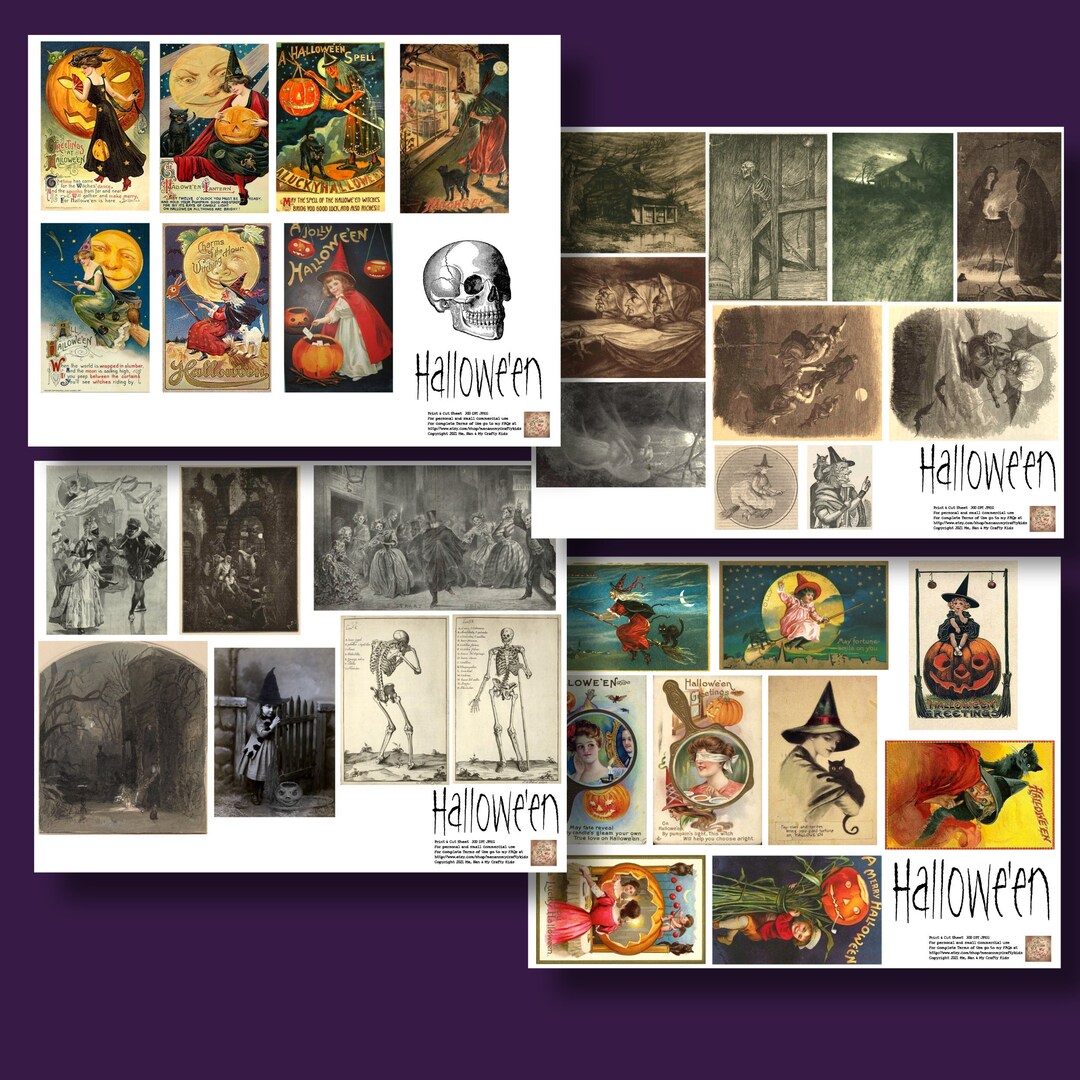Digital Printable Vintage Halloween Ephemera.. COMMERCIAL USE OK.. &amp; 4 ...
