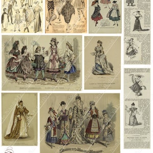Vintage Costumes I Printable Digital Collage Sheet; Junk Journal Ephemera, Folios, Scrapbooking, Card Making, All Paper Crafts