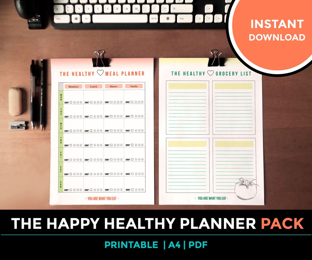 The Happy Meal Planner & Grocery List PACK 2 PRINTABLES Etsy
