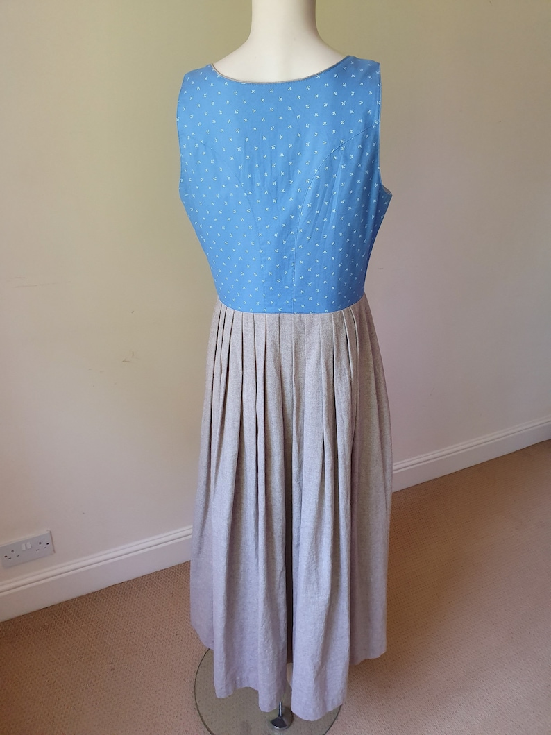 Vintage Blue Button Down Bavarian Folk Full Circle Dirndl Bavarian Octoberfest Maxi Dress