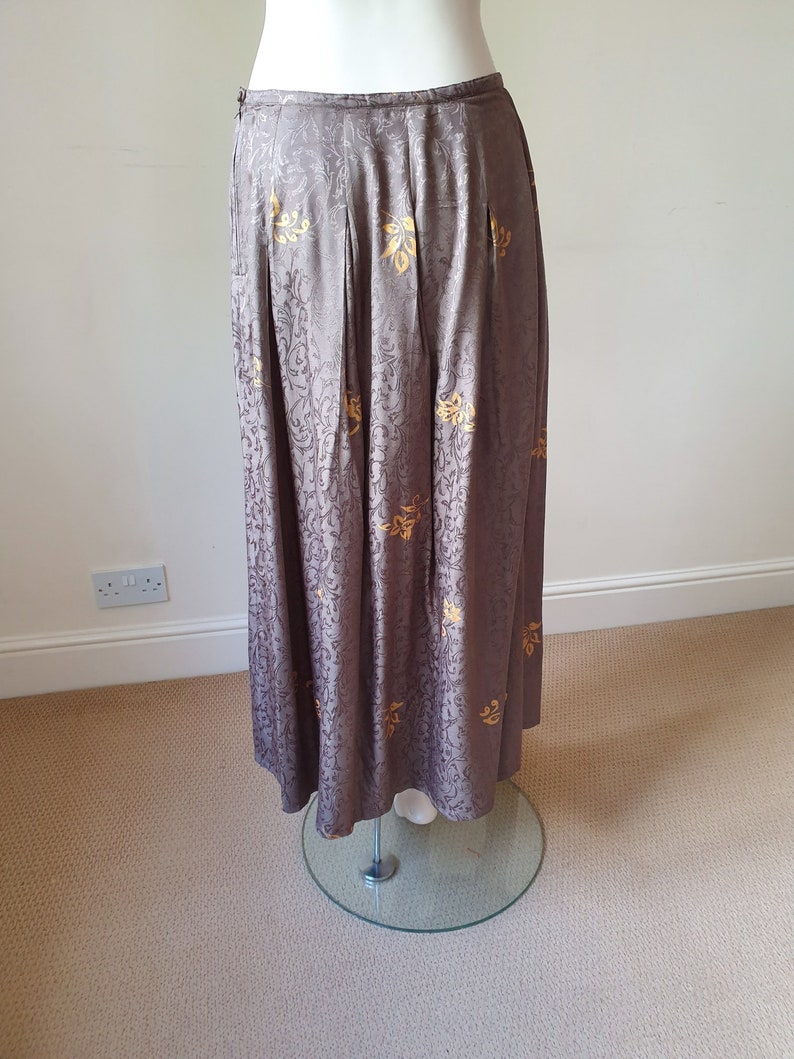 Vintage Autumnal Floral Yellow Floral Print Maxi Skirt