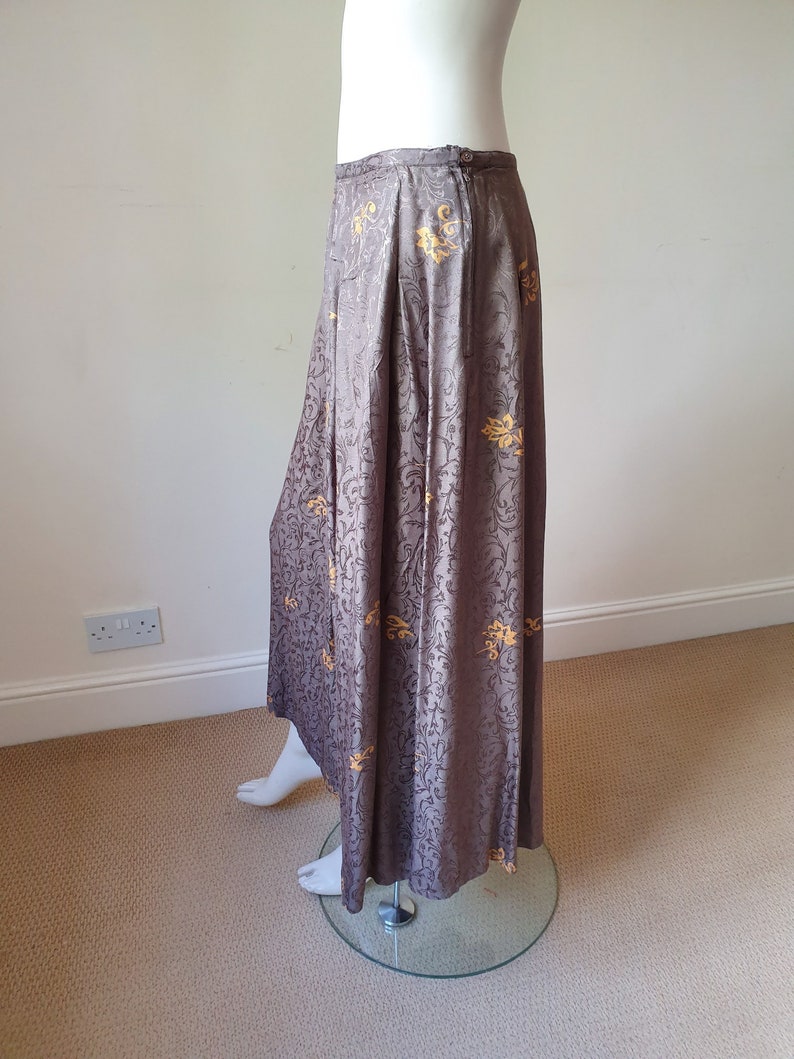 Vintage Autumnal Floral Yellow Floral Print Maxi Skirt