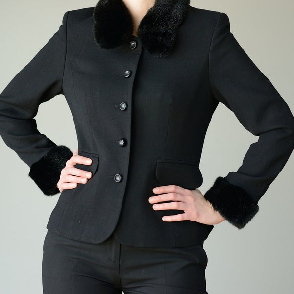 Faux Fur Collar and Cuffs Coat Etsy UK