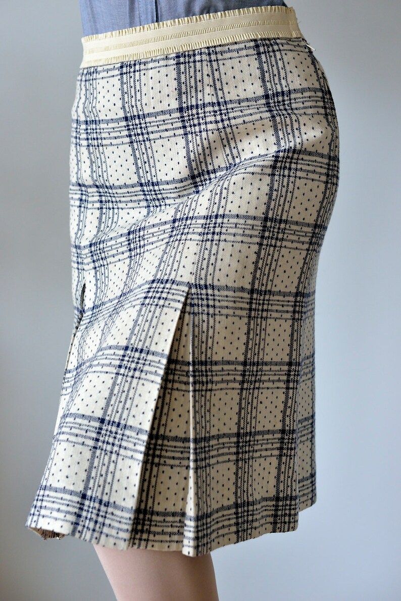 Pleated wool skirt Tartan Plaid Midi Skirt