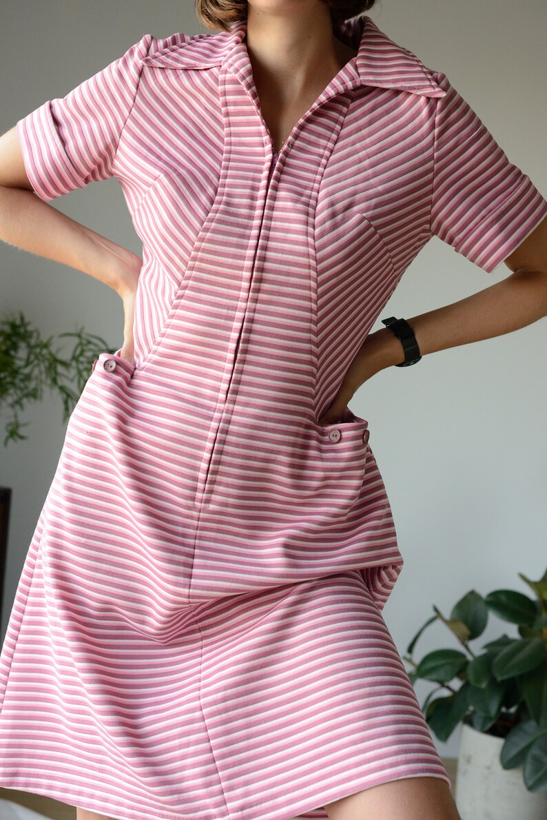Zip-Front Short Sleeve Shirt Dress