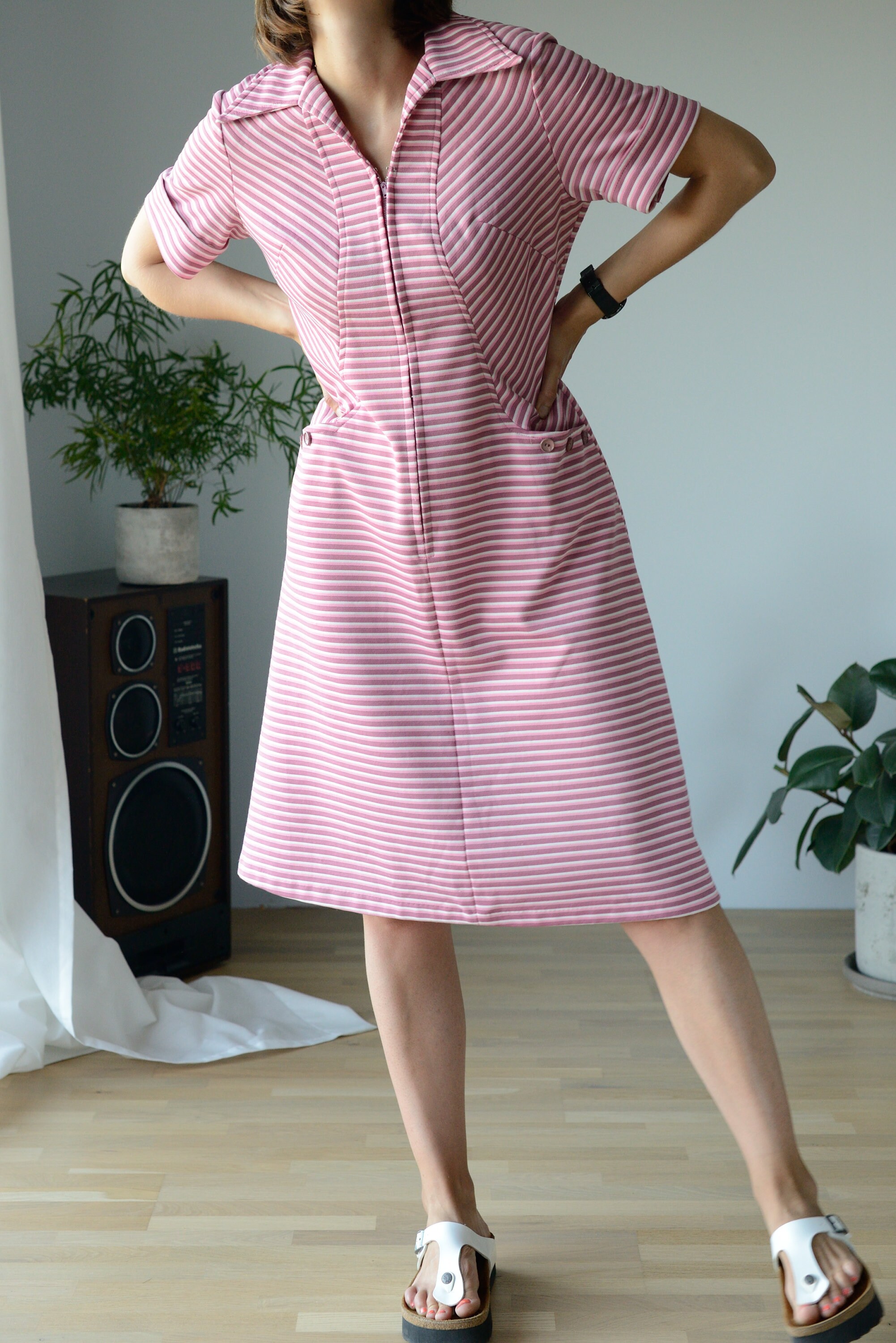 Zip Front Midi Dress