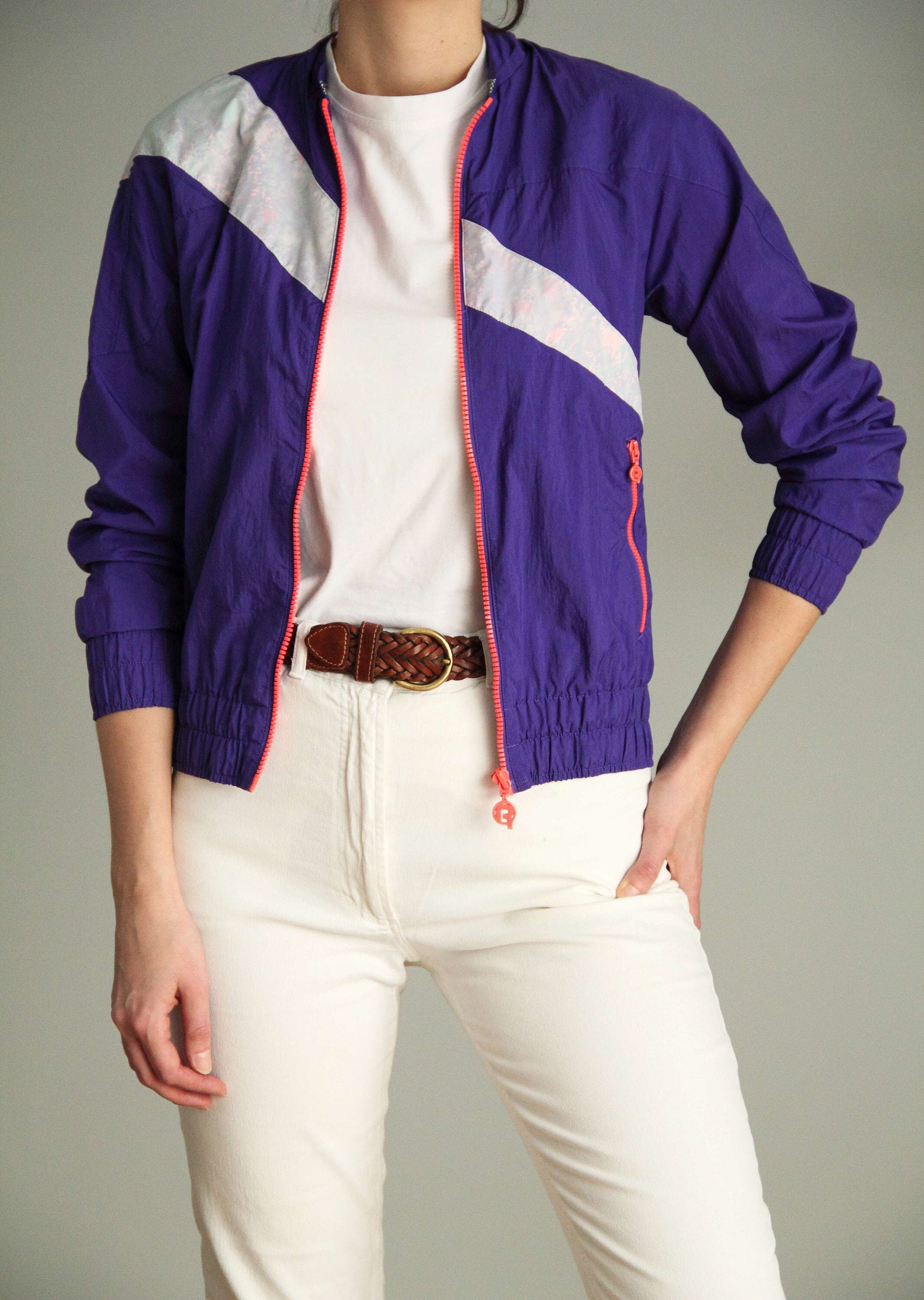 Mens Vintage Reebok Purple Mesh Lined Hooded Jacket Medium 38\u201d R12048