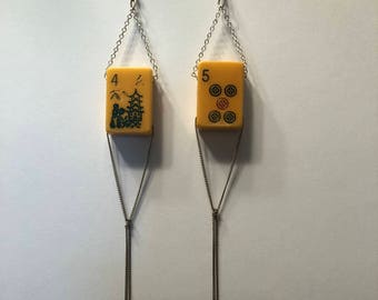 Vintage Mahjong Tile 2-in-1 Earrings