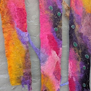 Wool Wall Hanging Made Using Nuno Felting Technique, Wall Hanging Tapestry, Home Decor, Wet Felt Abstract Decor, Technique wet felting
