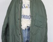 vintage army jacket, 1970s quilted jacket, army green bomber jacket, vintage military jacket