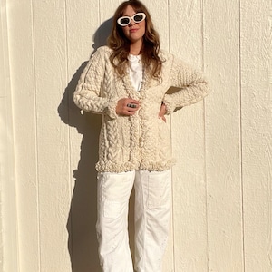 Vintage Wool Knit Cardigan: 90s Zip-Up Sweater Jacket