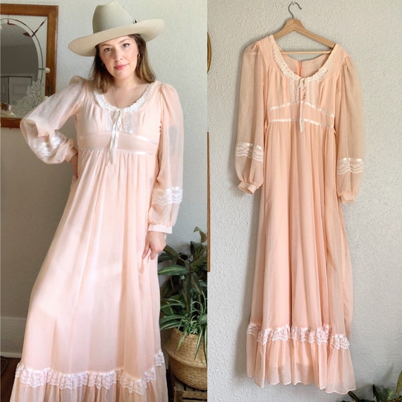 Vintage gunne sax prairie dress / gunne sax pink f