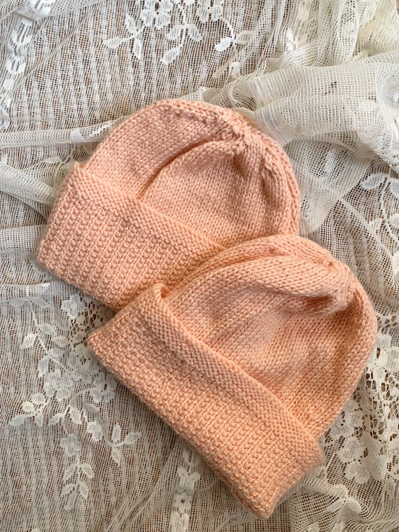 vintage knit beanie / vintage beanie / handmade kn