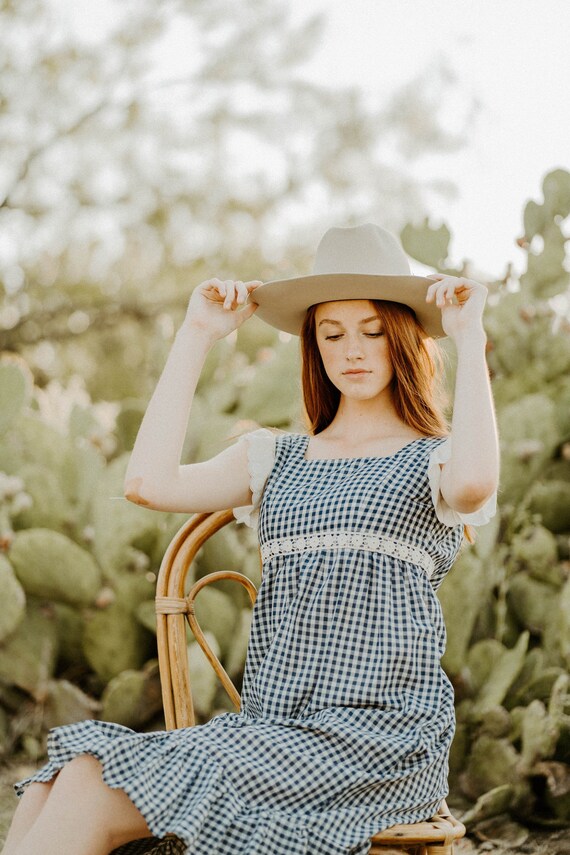 vintage prairie sun dress / vintage gingham dress