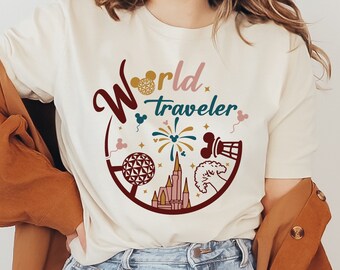 World Traveler Epcot Shirt, Epcot Ball Shirt, Spaceship Earth Shirt, Disney Shirt, Drinking Around The World Shirt, Colorful Disney Shirt
