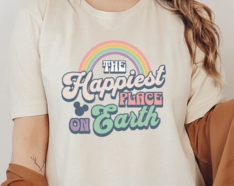 The Happiest Place On Earth Retro Shirt, Disneyland Shirt, Disney Shirt, California Adventure Shirt, Colorful Vintage Disney Shirt, Mickey