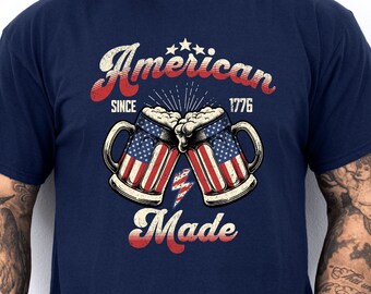 Patriotic Beer Shirt, 4th Of July Men's Beer Shirt, Retro America Shirt, American Made Shirt,  4th Of July Shirt, Fourth Of July