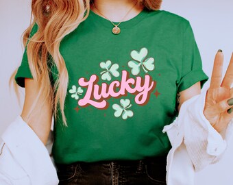 Lucky Retro Groovy St. Patrick's Day Shirt, Clover Shirt, Lucky Shirt, Youth Toddler St' Patrick's Day Shirt, St Paddy's Day Tshirt