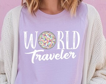 World Traveler Epcot COMFORT COLORS Shirt, Retro Disney World Shirt, Oversized Disney Shirt, Magic Kingdom Shirt, Spaceshirt Earth Shirt