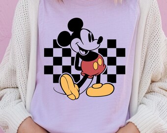 Retro Classic Mickey Mouse Checker COMFORT COLORS Shirt, Retro Disney Shirt, Oversized Disney Shirt, Youth Disney Shirts, Cute Disney Shirt
