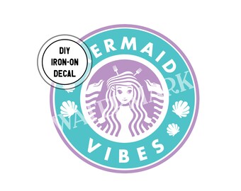 Mermaid Vibes Iron On Decal, MATTE Diy Shirt Transfer, Disney Iron On Transfer, Disney Shirt Decal, Glitter Ariel Iron On Decal