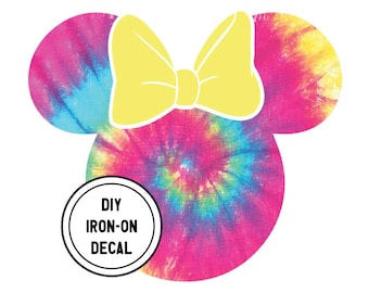 Tie dye Minnie Iron On Decal, MATTE Diy Shirt Transfer, Disney Iron On Transfer, Disney Shirt Decal, Disney Transfer, Disney World Transfer